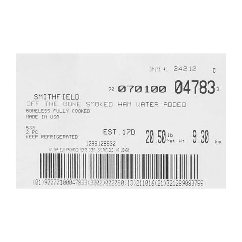John Morrell Superior Gold Hardwood Smoked Boneless Bavarian Ham, 164 Ounce -- 2 per case