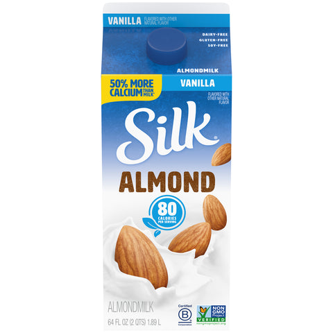 Silk All Natural Vanilla Pure Almond Milk, 64 Ounce -- 6 per case.