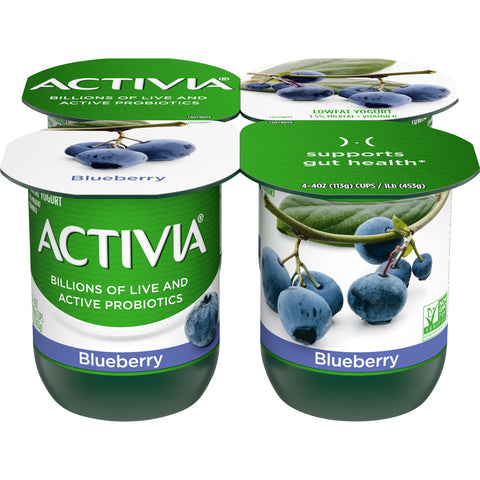 Activia Blueberry Probiotic Yogurt, 4 Ounce -- 24 per case.