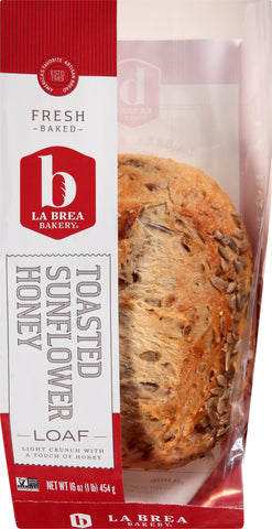 Labrea Bakery Limited Edition Toasted Sunflower Honey Bread Loaf, 16 Ounce -- 12 per case.