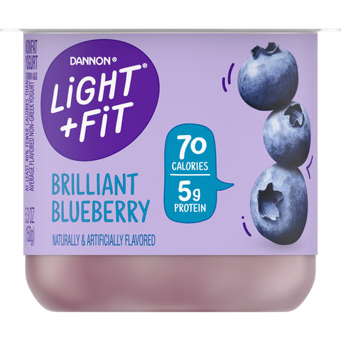 Light and Fit Blueberry Yogurt, 5.3 Ounce -- 12 per case.