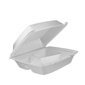 Container Foam 3-compartment Hinged Lid 8.37x7.87