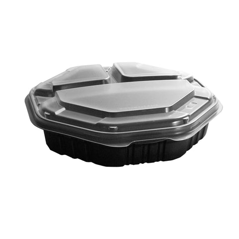 Creative Carryouts® CONTAINER PLASTIC CARRYOUT HINGED BLACK/CLEAR 9