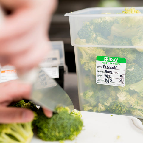 Label Trilingual Item/date/use By Removable Green Friday 2x2