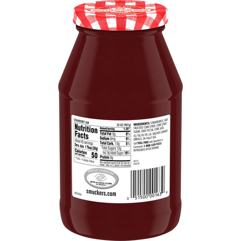 Smuckers Strawberry Jam, 32 Ounce -- 12 per case.