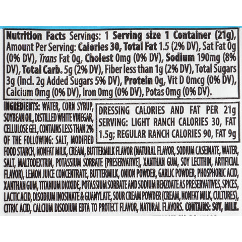Heinz Light Ranch Dressing, 0.75 Ounce -- 100 per case.