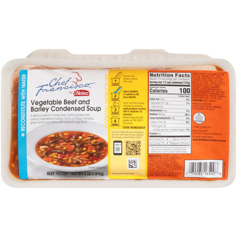 Chef Francisco® SOUP VEGETABLE BEEF & BARLEY (W) 165200/78001223