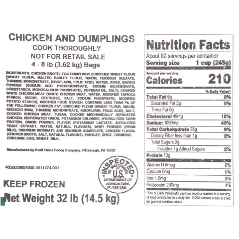 Quality Chef Natural Chicken Dumpling, 8 Pound -- 4 per case