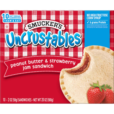 Smuckers Uncrustables Peanut Butter and Strawberry Jam Sandwich, 2 Ounce -- 60 per case.