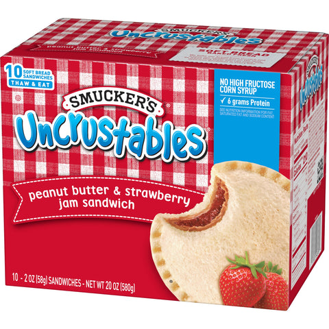 Smuckers Uncrustables Peanut Butter and Strawberry Jam Sandwich, 2 Ounce -- 60 per case.