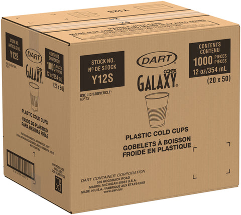 Dart CUP PLASTIC TRANSLUSCENT 12 OZ