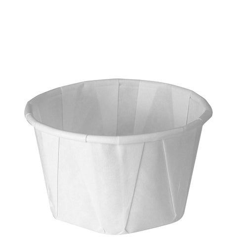 Solo White Cylindrical Wax Treated Paper Souffle Cup, 3.25 Ounce Capacity -- 5000 per case
