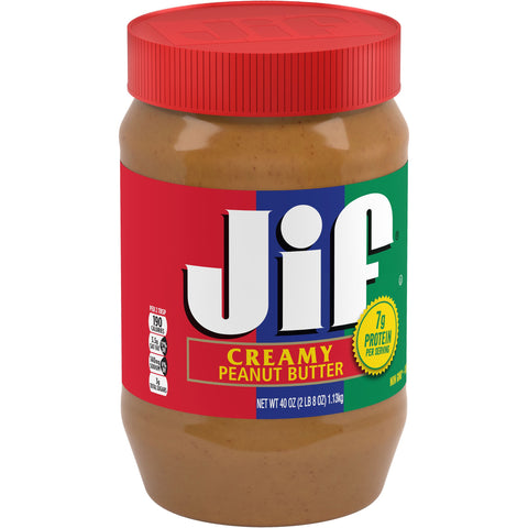 Jif Creamy Peanut Butter, 40 Ounce -- 8 per case.