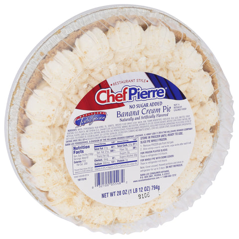 Chef Pierre No Sugar Added Banana Cream Pie, 28 Ounce -- 6 per case.