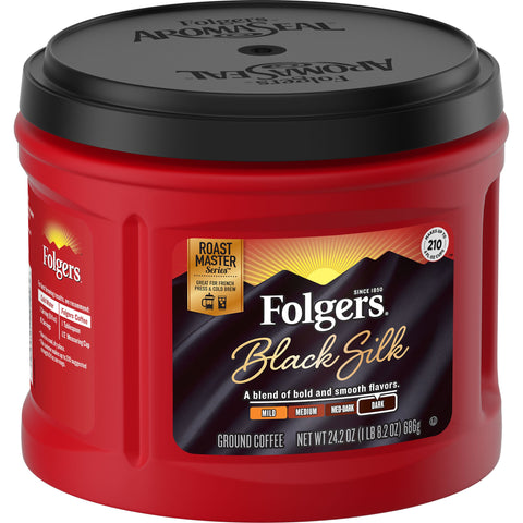 Coffee Caffeinated Ground Black Silk Canister