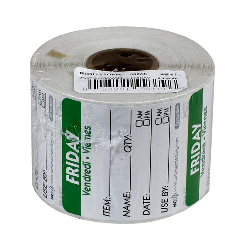 DateIt™ LABEL TRILINGUAL ITEM/DATE/USE BY REMOVABLE GREEN FRIDAY 2X2