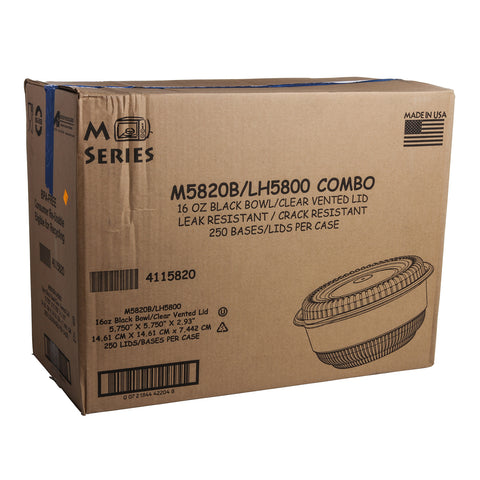 Incredi-Bowl® BOWL POLYPROPYLENE BLACK COMBO W/ LID 16 OZ