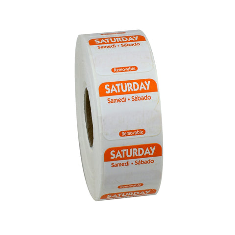 National Checking Company Dateit Orange Trilingual Removable Label - Saturday, 1 x 1 inch -- 1000 per case.