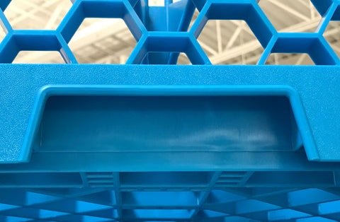 OptiClean™ RACK GLASS 16-COMPARTMENT DIVIDED TILTED W/ 1 OPEN EXTENDER CARLISLE BLUE 16 COMPARTMENT