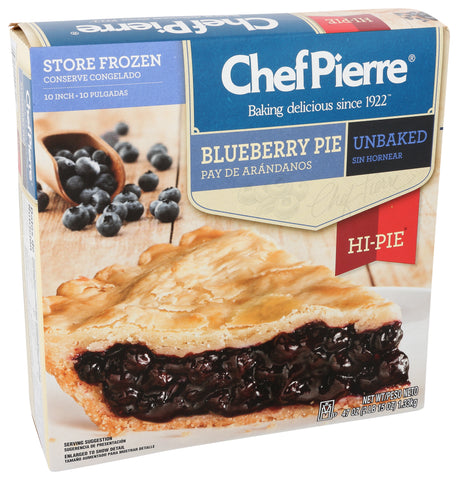 Sara Lee Chef Pierre Unbaked Blueberry Pie, 10 inch -- 6 per case.