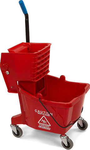 Carlisle MOP BUCKET W/ SIDE-PRESS WRINGER RED 26 QUART