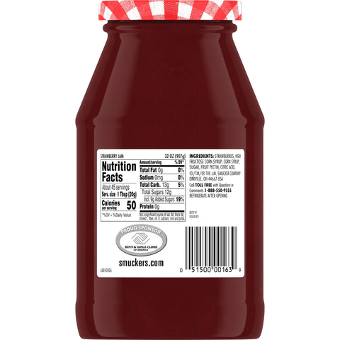 Smuckers Strawberry Jam, 32 Ounce -- 12 per case.