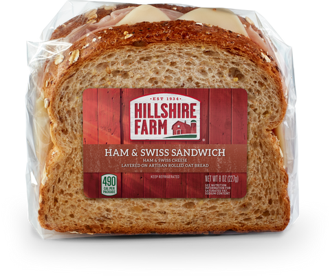 Hillshire Farm Ham and Swiss Sandwich, 0.5 Pound -- 10 per case