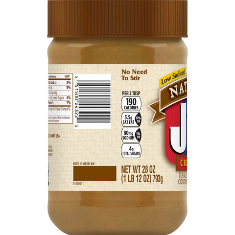 Jif Natural Creamy Peanut Butter, 28 Ounce -- 10 per case.