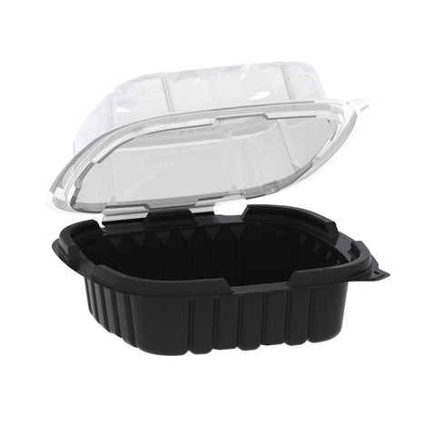 Container Plastic Crisp Food Technologies® 1 Compartment Black Base Clear Lid Hinged Cf6611 6x6