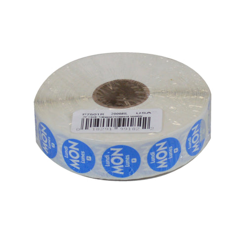 National Checking LABEL CIRCLE TRILINGUAL PERMANENT BLUE MONDAY .75