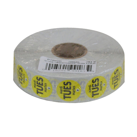 National Checking LABEL CIRCLE PERMANENT TRILINGUAL YELLOW TUESDAY .75″