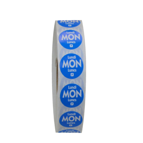 National Checking LABEL CIRCLE TRILINGUAL PERMANENT BLUE MONDAY .75
