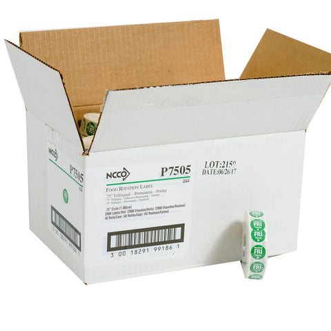 National Checking Company Dateit Green Trilingual Permanent Label - Friday, 0.75 inch Circle -- 2000 per case.