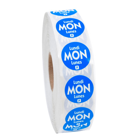 National Checking LABEL CIRCLE TRILINGUAL PERMANENT BLUE MONDAY .75