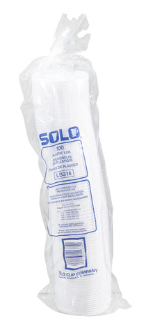 Solo White Liftback and Lock Tab Lid Only - Polystyrene, 10 to 24 Ounce -- 1000 per case.