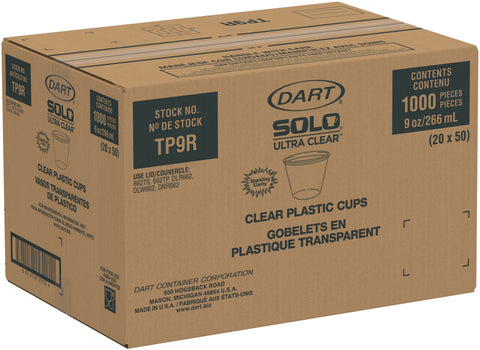 Solo Ultraclear Polyethylene Terephthalate Squat Clear Cold Cup, 9 Ounce -- 1000 per case
