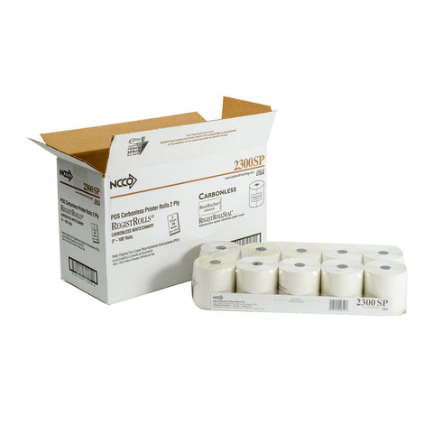 National Checking Company White/Canary Carbonless 2 Ply Register Roll Tape, 3 inch -- 30 per case.