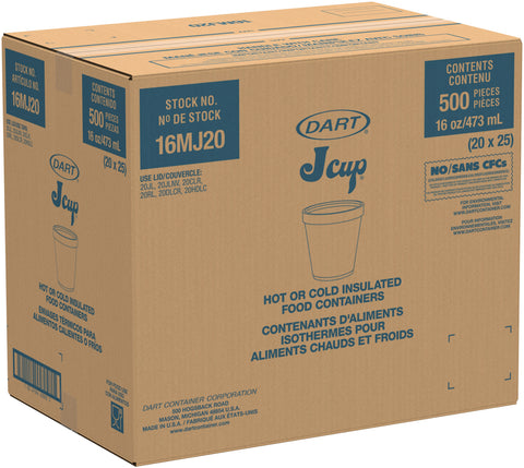 Dart Container Expanded Polystyrene Foam White Medium Squat Food Container, 16 Ounce -- 500 per case