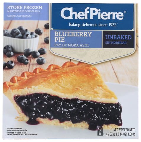 Sara Lee Chef Pierre Traditional Unbaked Blueberry Fruit Pie, 10 inch -- 6 per case.