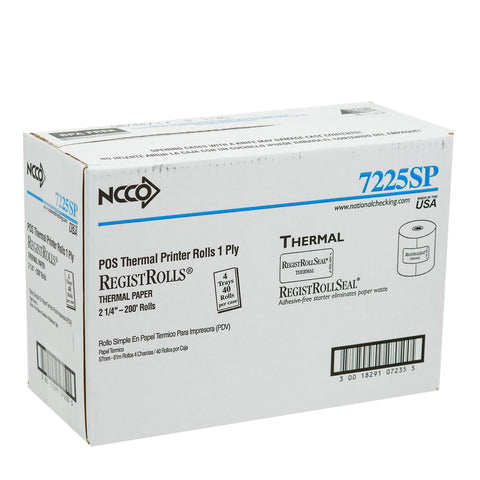 National Checking Company White 1 Ply Register Roll Tape, 2.25 inch -- 40 rolls per case