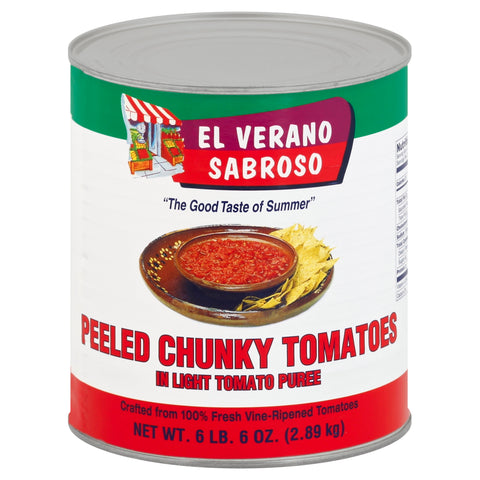 El Verano Sabroso Peeled Chunky Tomato in Light Tomoto Puree, 102 Ounce -- 6 per case.