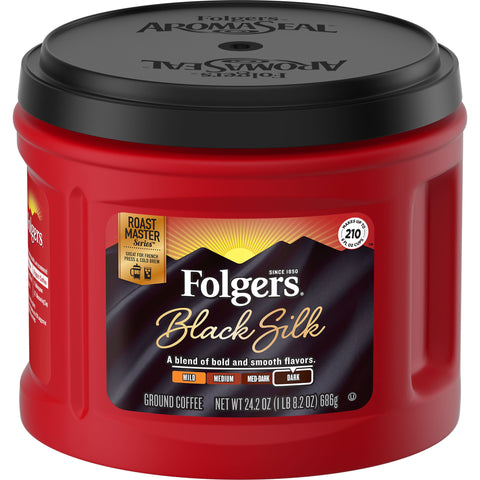 Folgers® COFFEE CAFFEINATED GROUND BLACK SILK CANISTER