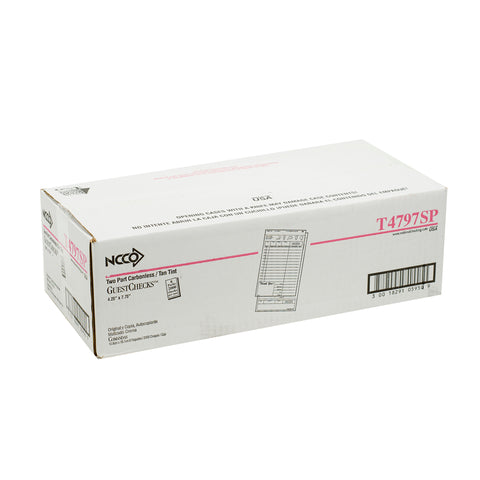 National Checking Medium Tan Paper Cardboard 12 Lines Two-Part Guest Check, 7.75 x 4.25 inch -- 2000 per case