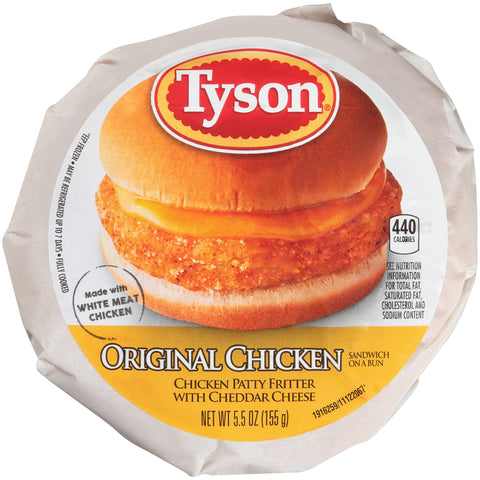 Sandwich Chicken Original W/ Cheddar Cheese On A Bun 5.5 Oz 38911-0928