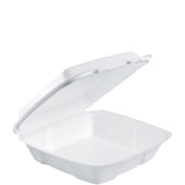 Dart Performer® CONTAINER FOAM WHITE LARGE SINGLE COMPARTMENT W/ REMOVABLE LID 9.4X9X3
