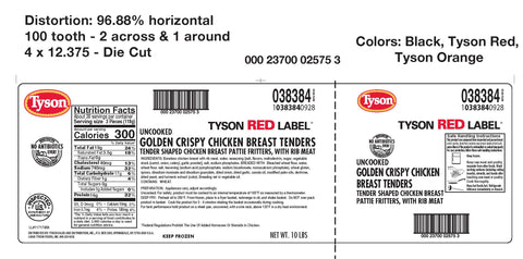 Tyson Red Label NAE Frozen Uncooked Golden Crispy Breaded Chicken Tenders, 5 pound -- 2 per case