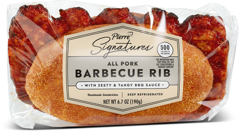 Sandwich Boneless Rib-shaped Pork Patty Sandwich W/ Bbq Sauce Iw 6.7 Oz 1065