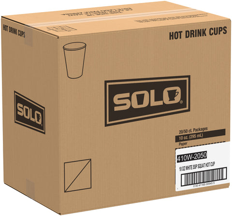 Solo® White CUP PAPER HOT SINGLE SIDED POLY 10 OZ