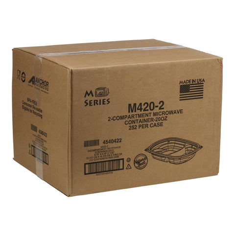 Anchor Packaging MicroRaves Black Polypropylene 2-Compartment Container, 8.79 x 6.35 x 1.56 inch -- 252 per case