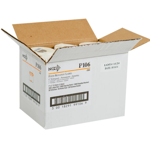 National Checking Company Dateit Orange Trilingual Permanent Label - Saturday, 1 x 1 inch -- 1000 per case.